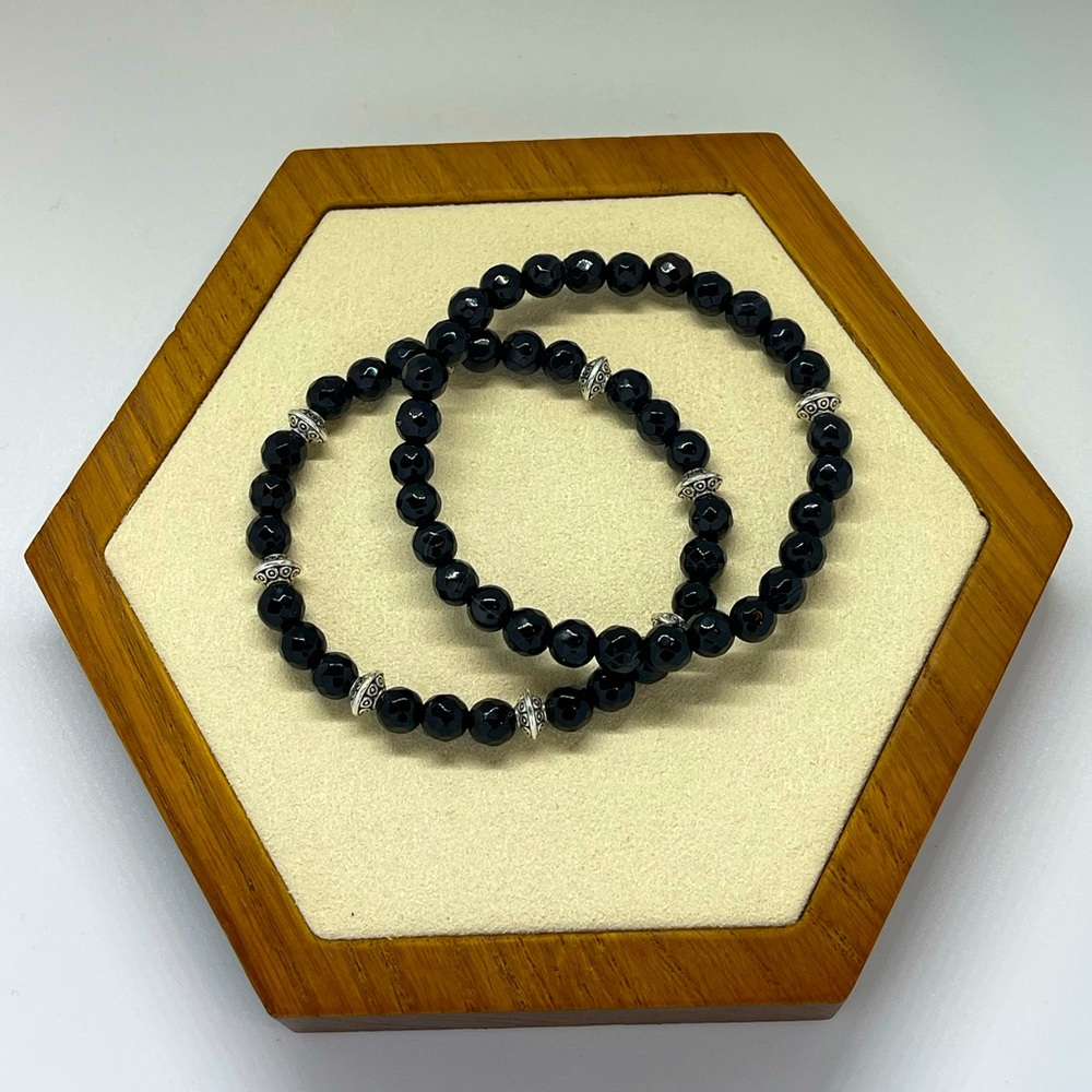 Set of 2 Black Onyx Bracelets